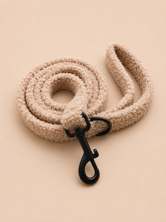 Teddy riem beige - Luxe teddy hondenriem