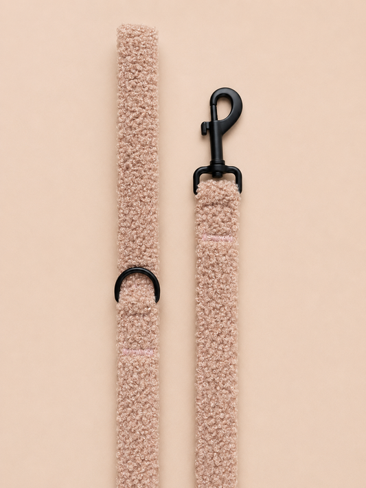Teddy riem beige - Luxe teddy hondenriem